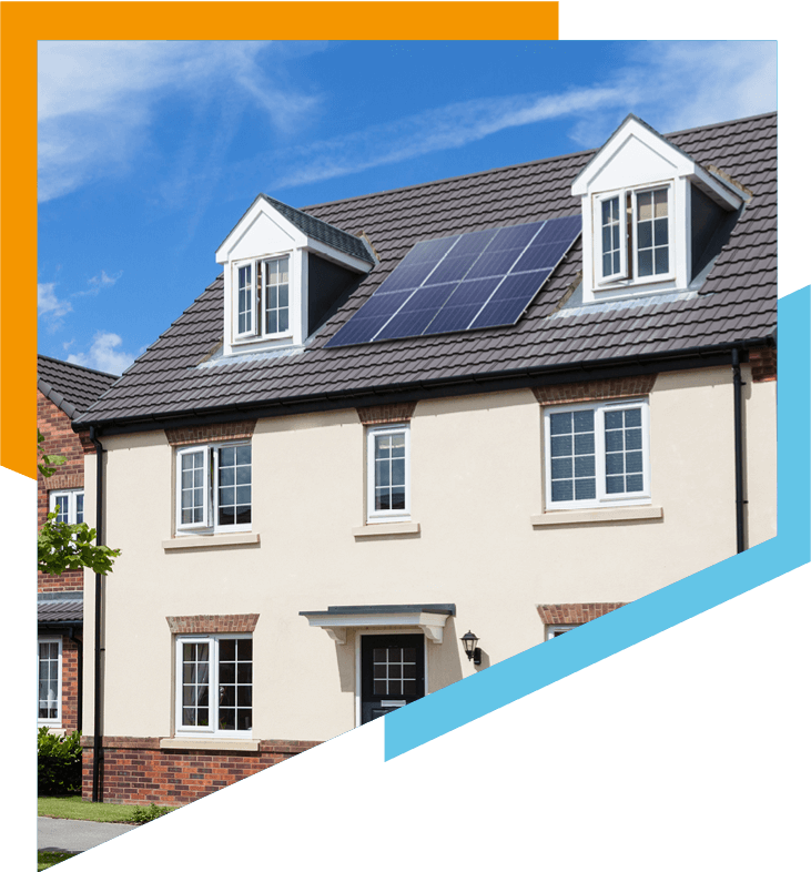 new build house with a solar panel on the roof