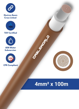 4mm2 single-core DC cable 100m – Brown