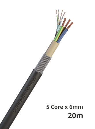 6mm2 Five Core Cat5e EV Ultra Cable with SWA Sleeve – 20m