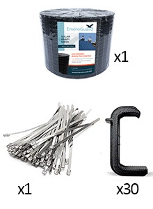 PVC Coated Mesh Bird Deterrent – 30m Roll 200 Black Clips & 20 SS Corner Ties