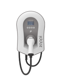 zappi ev charger 7kw to 22kw tethered white